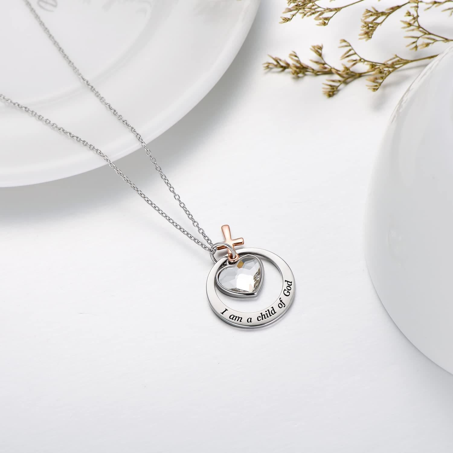 Collar de Semilla de Mostaza Delicado con Cruz y Mensaje de Escritura