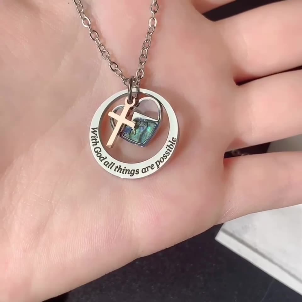 Collar de Semilla de Mostaza Delicado con Cruz y Mensaje de Escritura