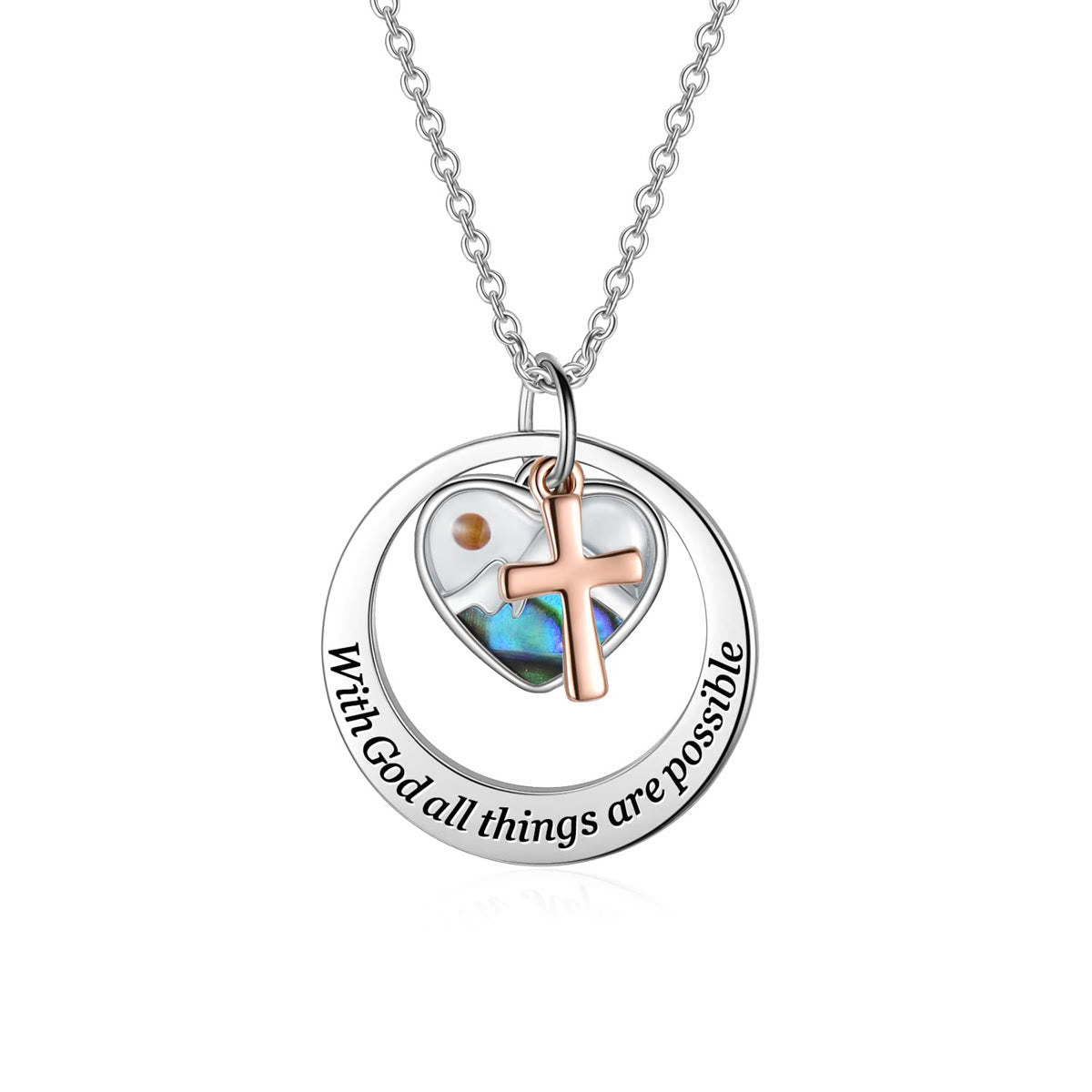 Collar de Semilla de Mostaza Delicado con Cruz y Mensaje de Escritura
