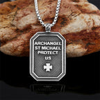 Collar de Péndulo de Acero Inoxidable de Protección del Arcángel San Miguel en Estilo Clásico