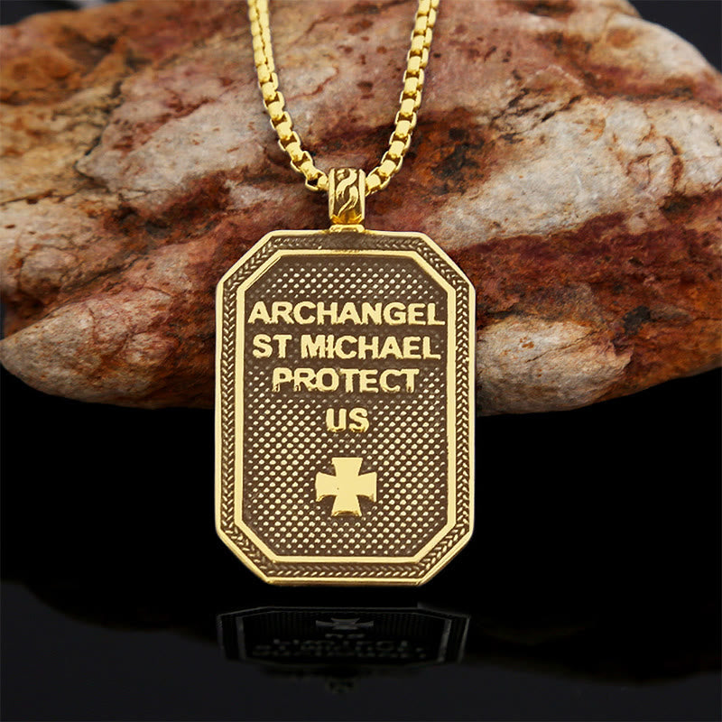 Collar de Péndulo de Acero Inoxidable de Protección del Arcángel San Miguel en Estilo Clásico