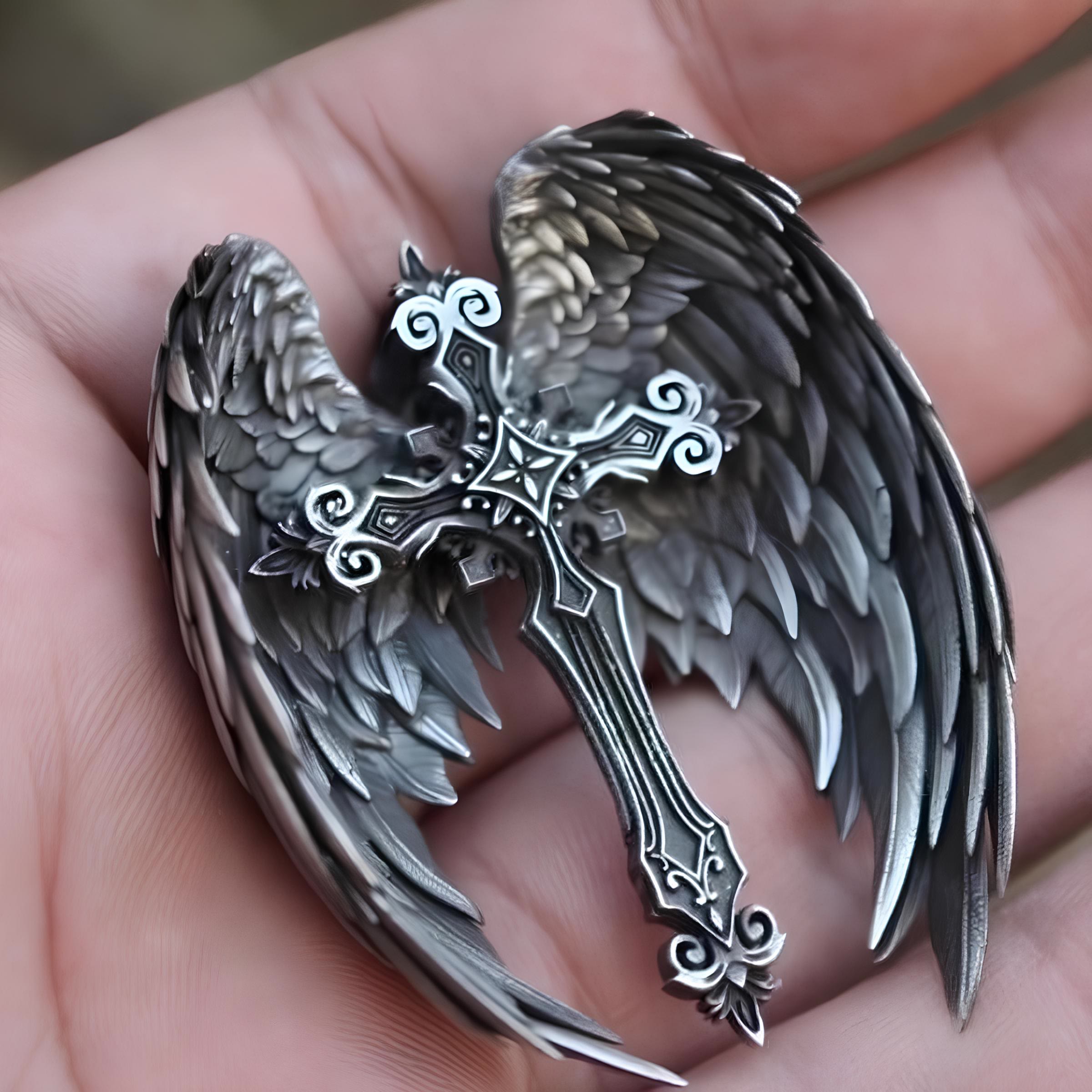 Colgante de Cruz con Alas de Ángel Guardián: Joyería de Protección Espiritual