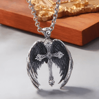 Colgante de Cruz con Alas de Ángel Guardián: Joyería de Protección Espiritual