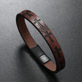 Pulsera de Cuero Multicolor de Estilo Clásico con Hebilla Magnética y Motivos de Cruz