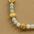 Tobillera de Bendición de San Benito en Dos Colores con Perlas de Piedra Natural Suave