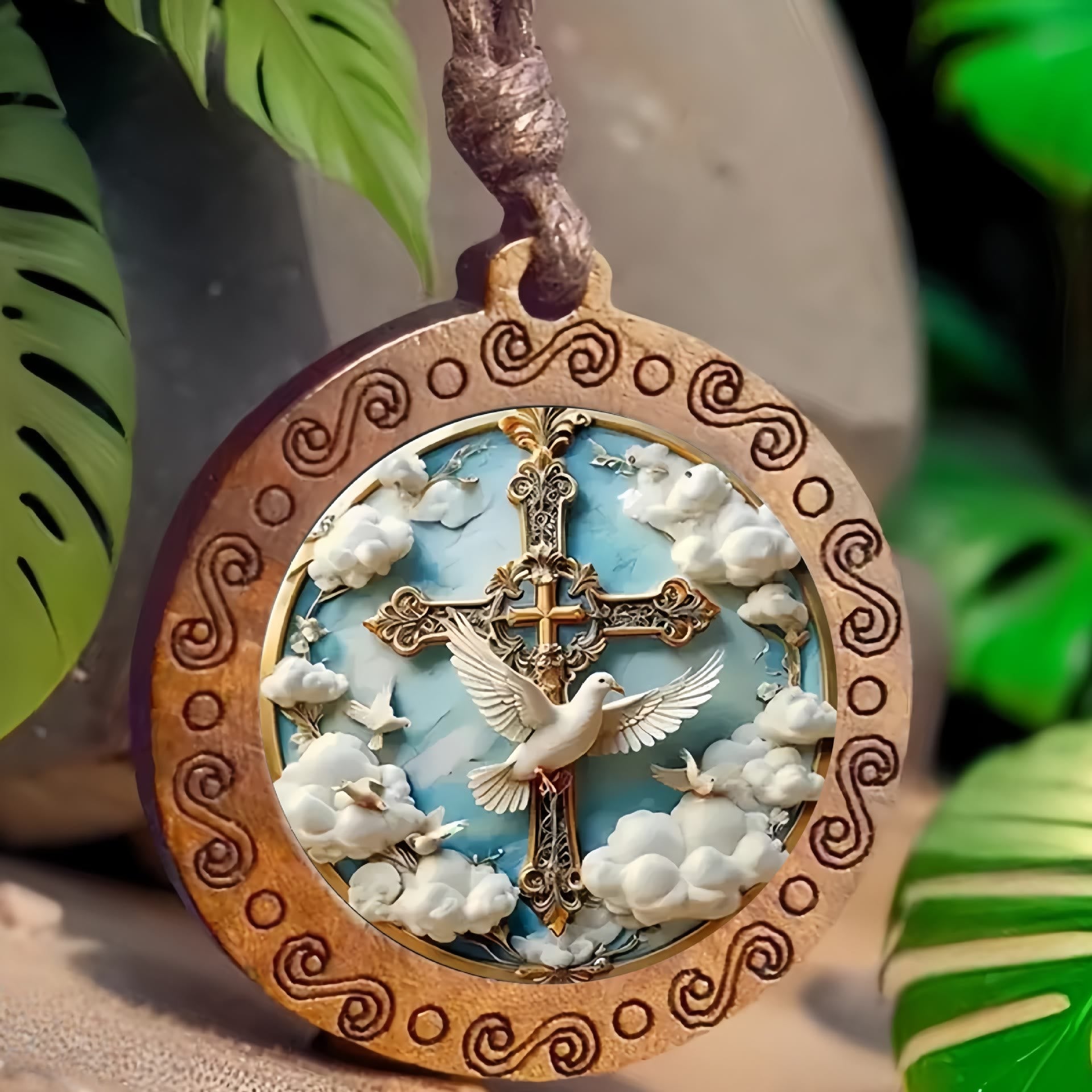 Collar de Paloma y Cruz del Espíritu Santo: Una Expresión Visual de Fe Devota