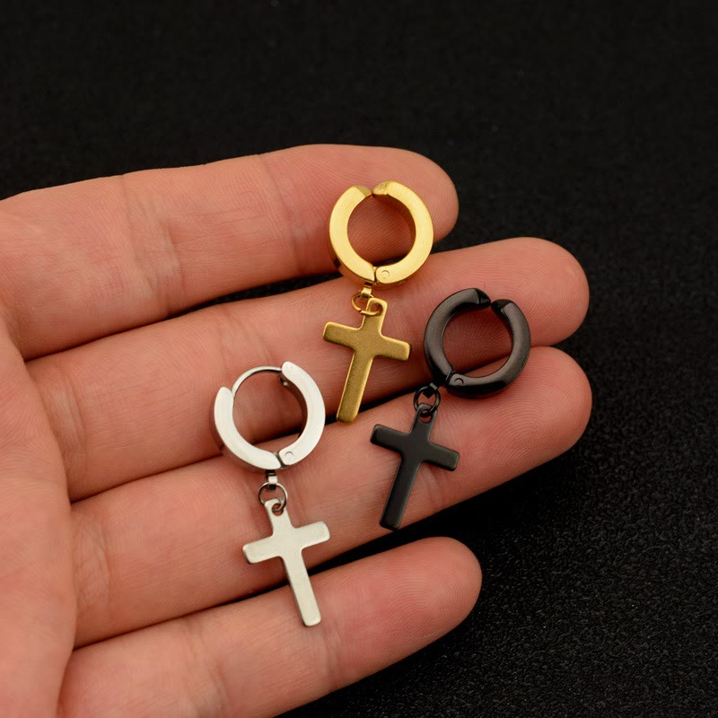 Pendientes de Aro Colgantes Cruz Tendencia: Joyería Cool y Estilosa para el Uso Diario VIP