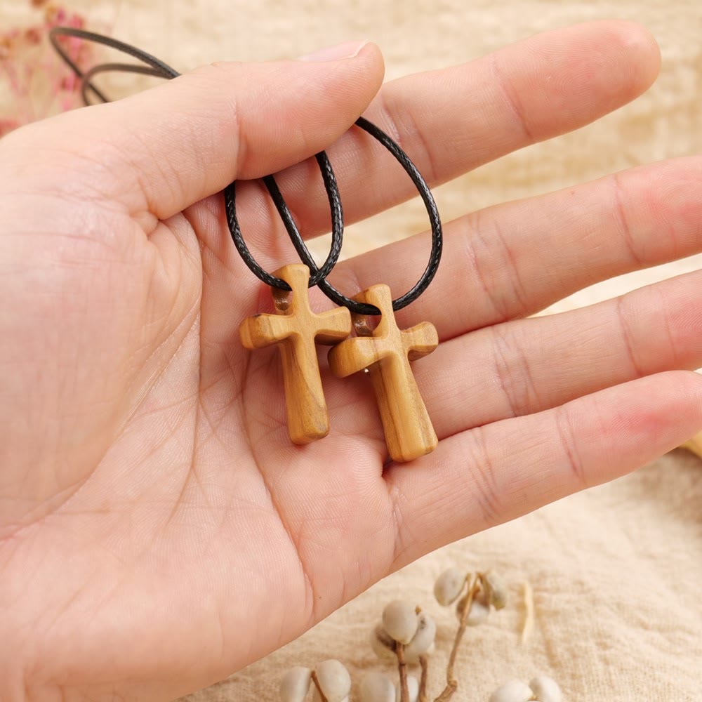Collar con Colgante de Cruz de Madera : Joyería de Fe Cristiana