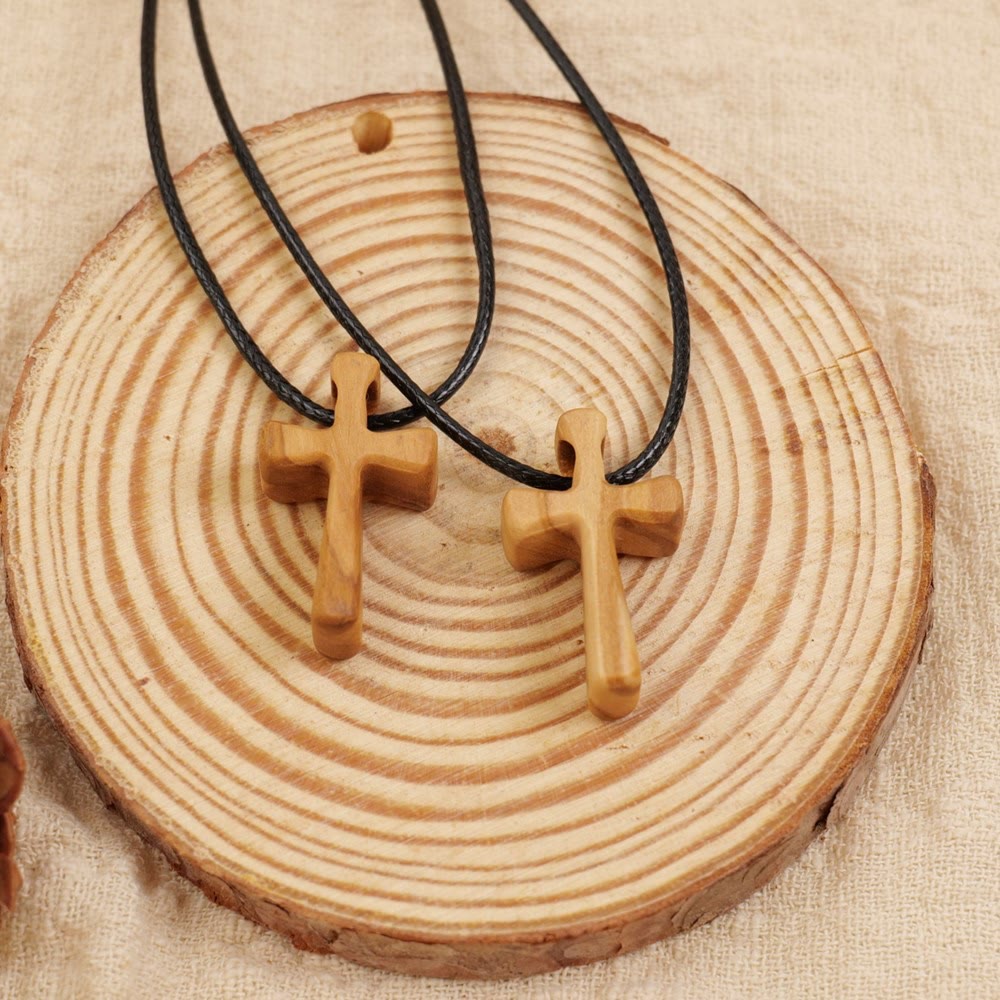 Collar con Colgante de Cruz de Madera : Joyería de Fe Cristiana