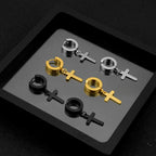 Pendientes de Aros Colgantes de Cruz a la Moda: Joyería Cool y Estilosa para el Uso Diario