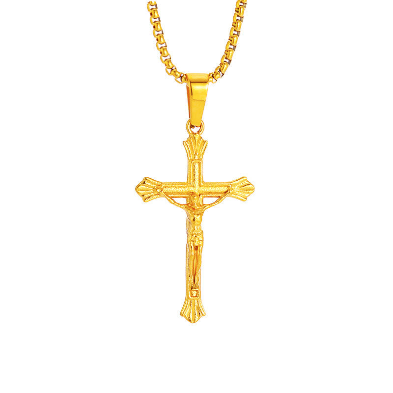 Collar Crucifijo de Jesús Tricolor: Una Fusión de Fe y Tonos Elegantes