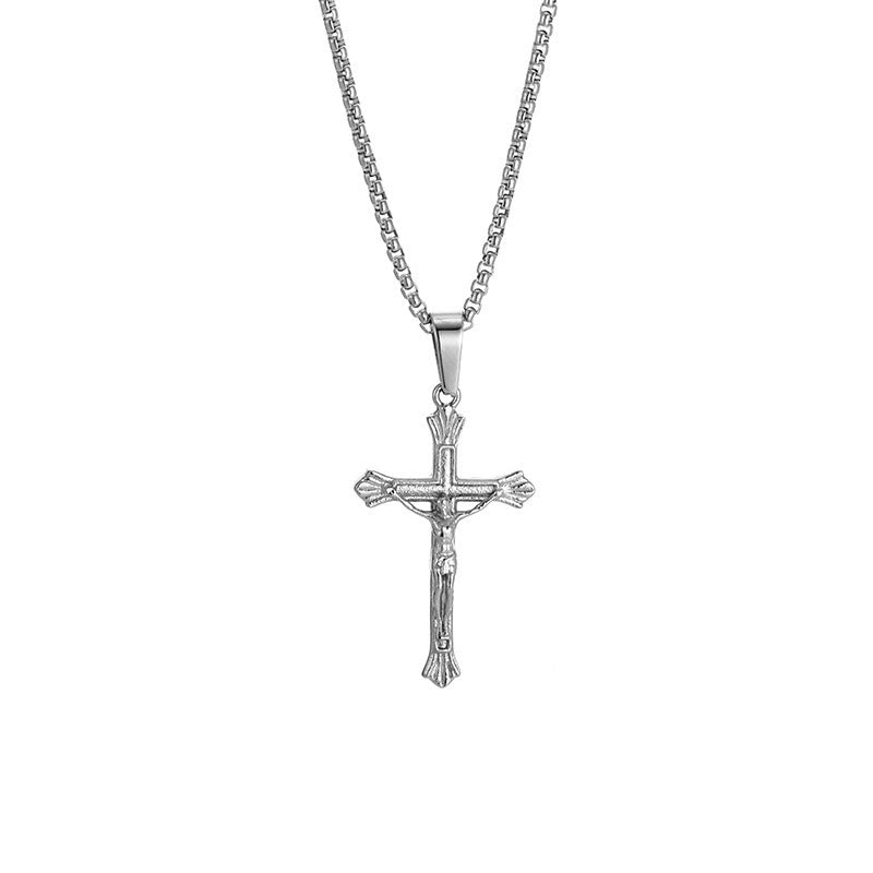 Collar de Crucifijo de Jesús Tricolor: Una Fusión de Fe y Tonos Elegantes