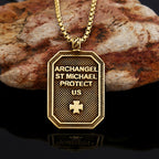 Collar de Péndulo de Acero Inoxidable de Protección del Arcángel San Miguel en Estilo Clásico