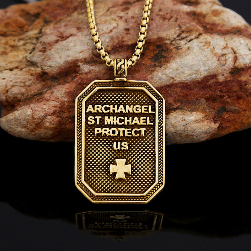 Collar de Péndulo de Acero Inoxidable de Protección del Arcángel San Miguel en Estilo Clásico