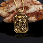 Collar de Péndulo de Acero Inoxidable de Protección del Arcángel San Miguel en Estilo Clásico