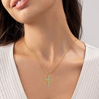 Fe - Collar de Cruz con Acentos de Piedras de Nacimiento Mensuales