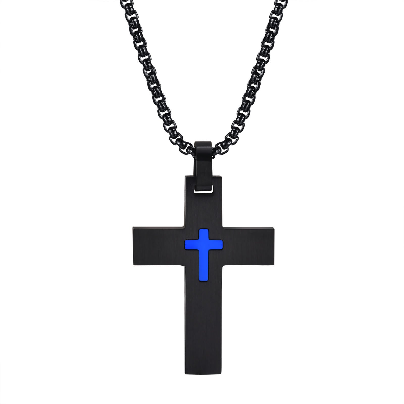 Collar de Cruz de Acero Inoxidable Bicolor: La Fe se Encuentra con el Estilo Contrastante