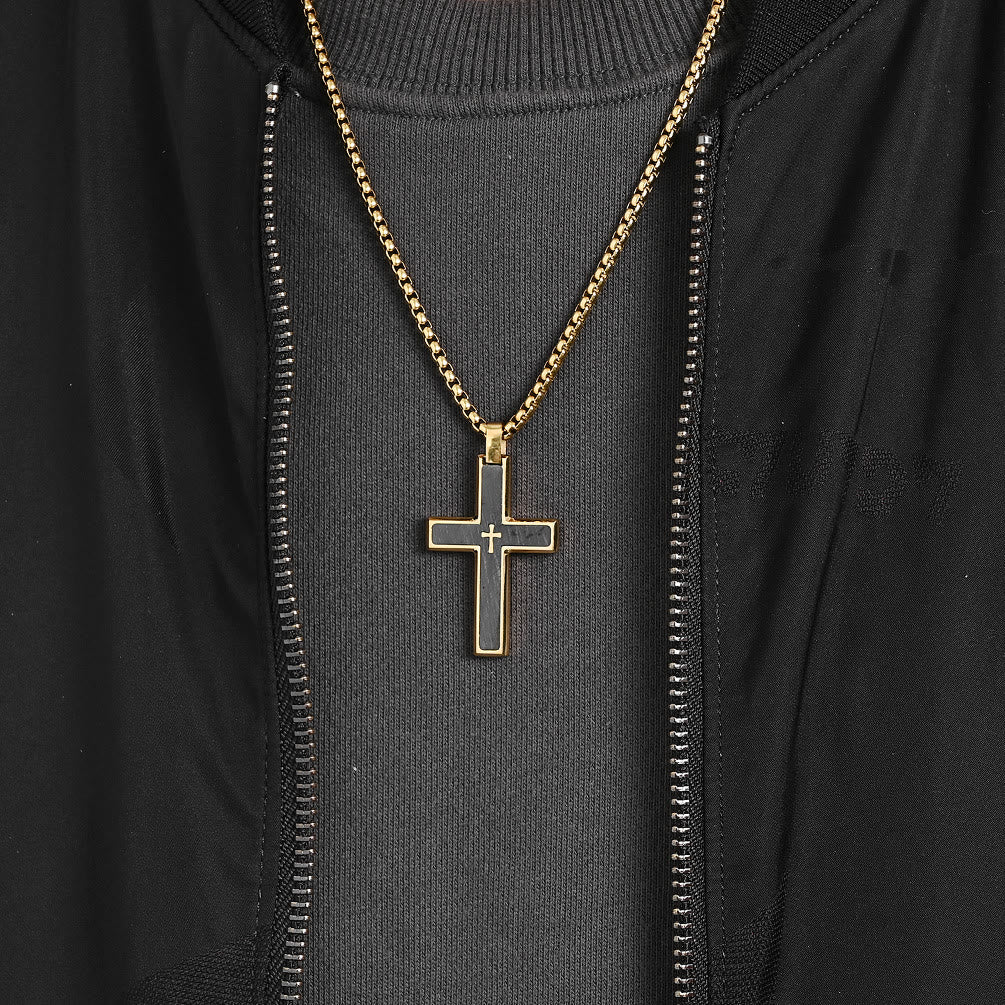 Collar de Cruz de Dos Tonos - Estilo Múltiple: Mezcla de Fe y Tonos Chic