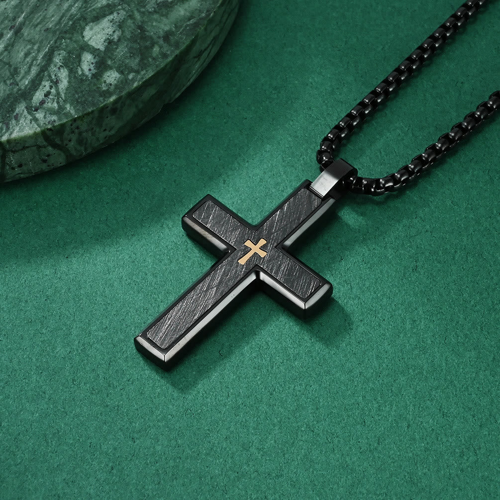 Collar de Cruz de Dos Tonos - Estilo Múltiple: Mezcla de Fe y Tonos Chic