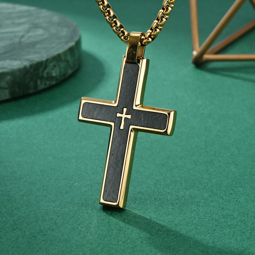 Collar de Cruz de Dos Tonos - Estilo Múltiple: Mezcla de Fe y Tonos Chic