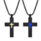 Collar de Cruz de Acero Inoxidable Bicolor: La Fe se Encuentra con el Estilo Contrastante