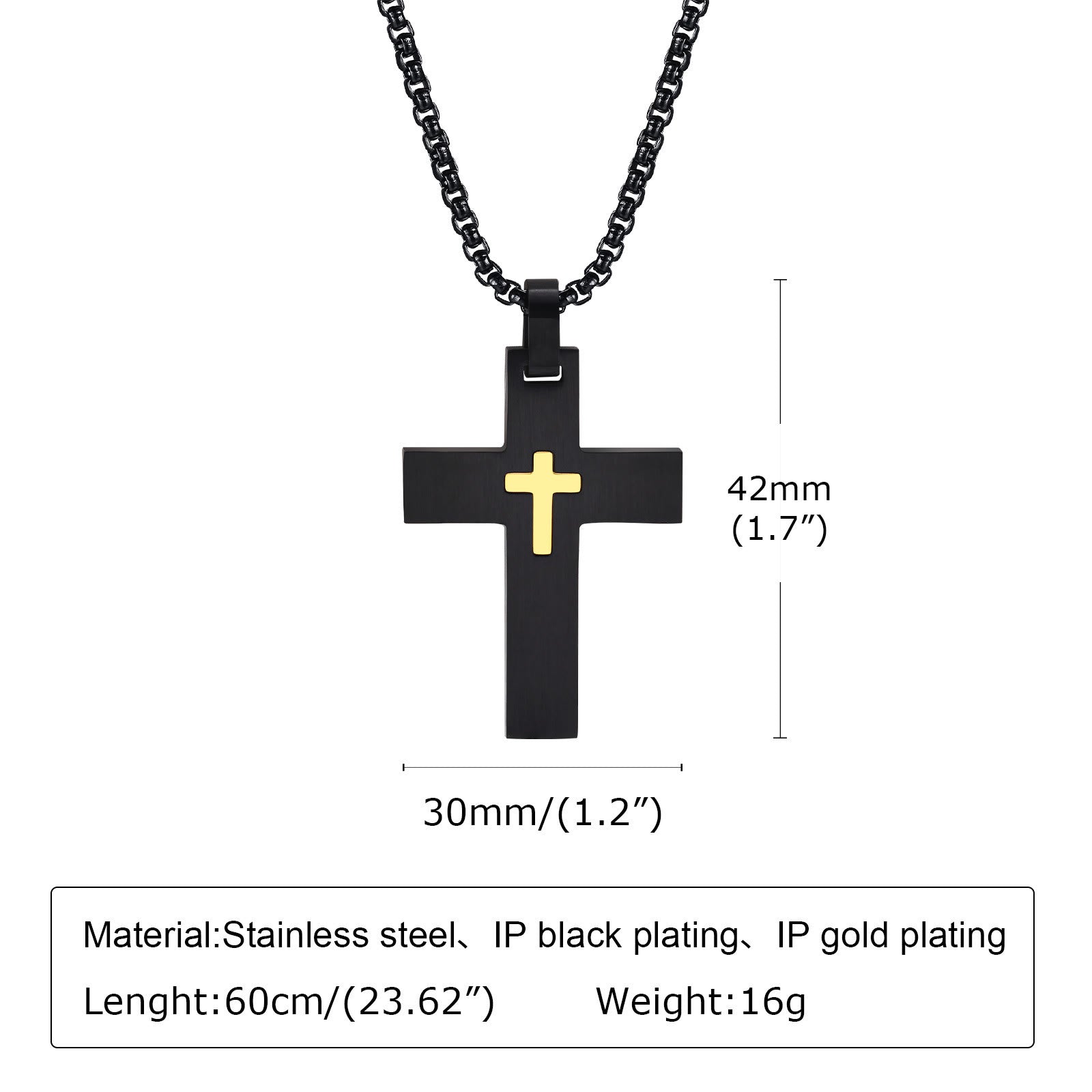 Collar de Cruz de Acero Inoxidable Bicolor: La Fe se Encuentra con el Estilo Contrastante