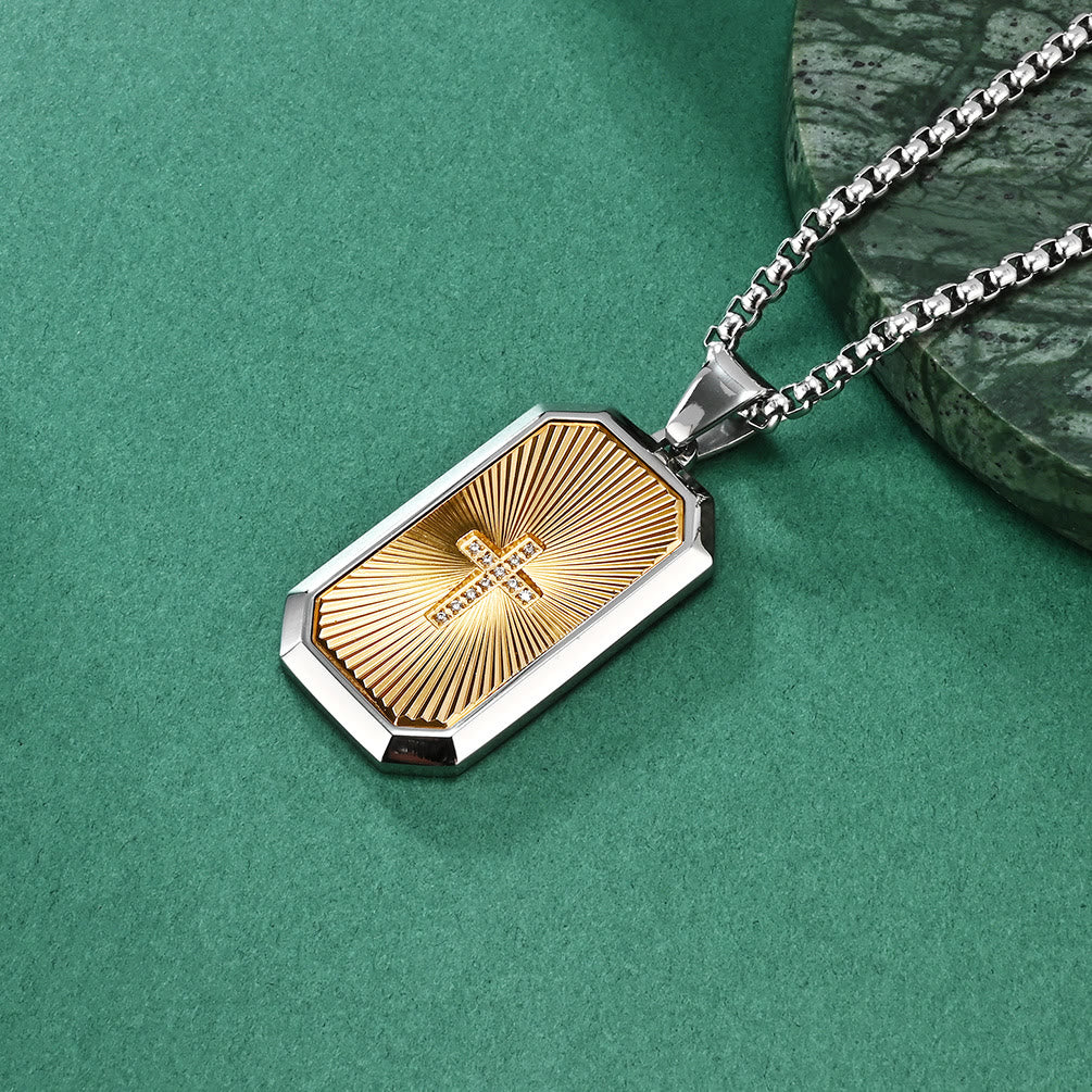 Collar de Cruz Bicolor Elegante: Cuatro Diseños Inspirados en la Fe