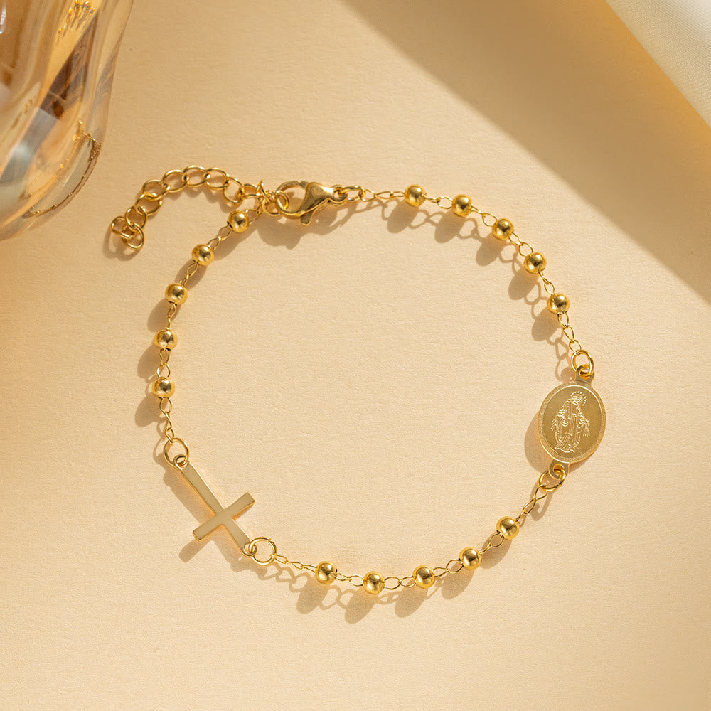 Collar y Pulsera de Estilo Rosario con Bendiciones de Nuestra Señora