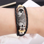 Pulsera de Cuero Trenzado Hecha a Mano con Inscripción del Salmo 18:2