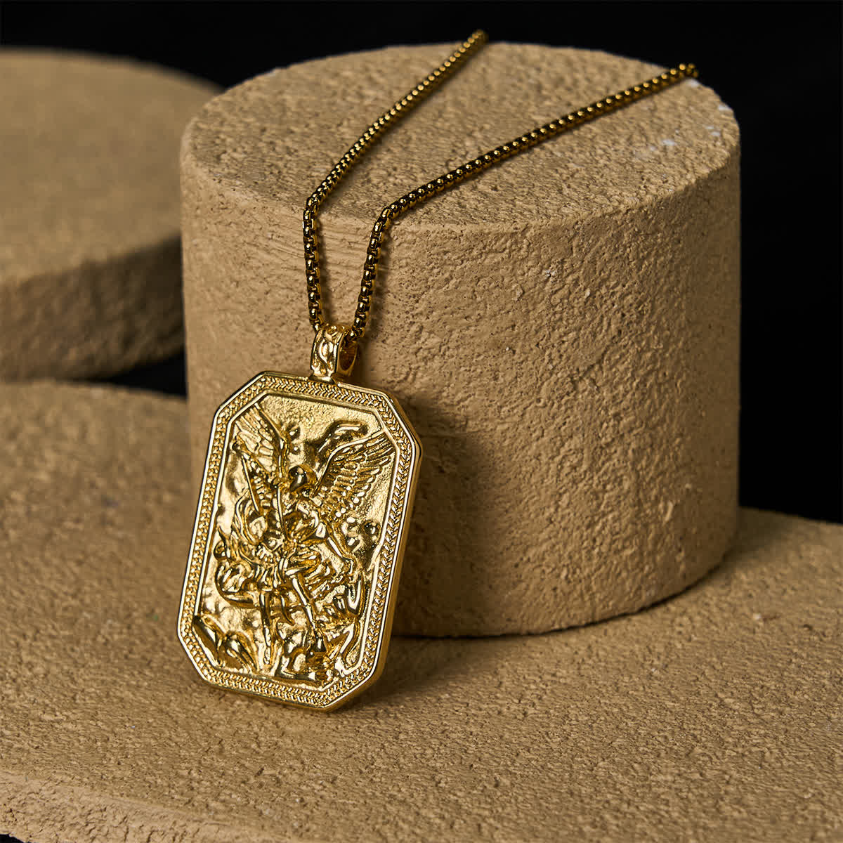 Collar de Péndulo de Acero Inoxidable de Protección del Arcángel San Miguel en Estilo Clásico
