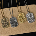 Collar de Péndulo de Acero Inoxidable de Protección del Arcángel San Miguel en Estilo Clásico