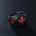 Anillo de Sello Templario de Fe Negro y Carmesí