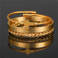 Pulsera Espiral Trenzada de Estilo Minimalista en Capas con Cruz y Oración del Señor