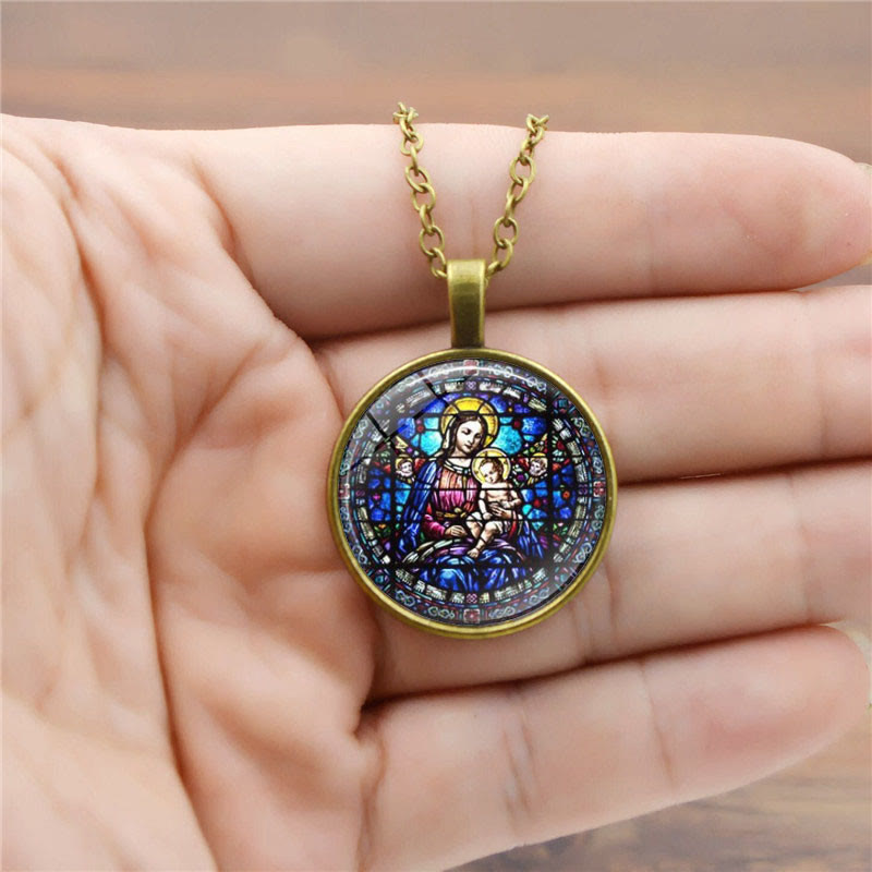 Elige Tu Bendición Collar de Fe Radiante: Madonna con Niño o Rosas de Guadalupe
