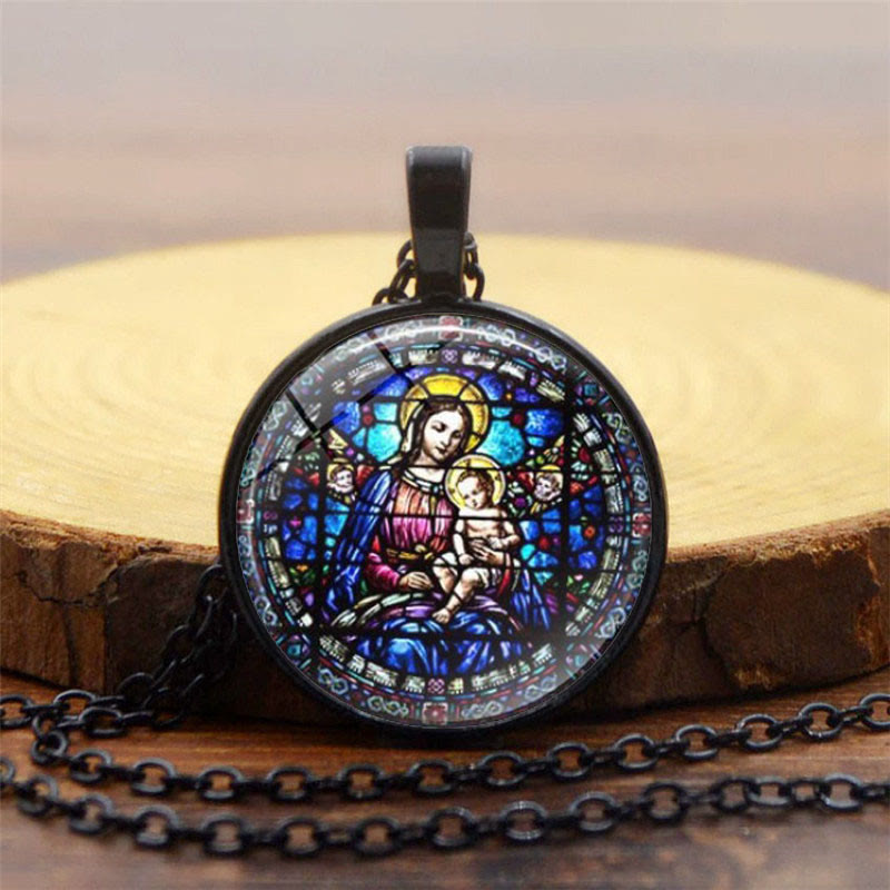 Elige Tu Bendición Collar de Fe Radiante: Madonna con Niño o Rosas de Guadalupe