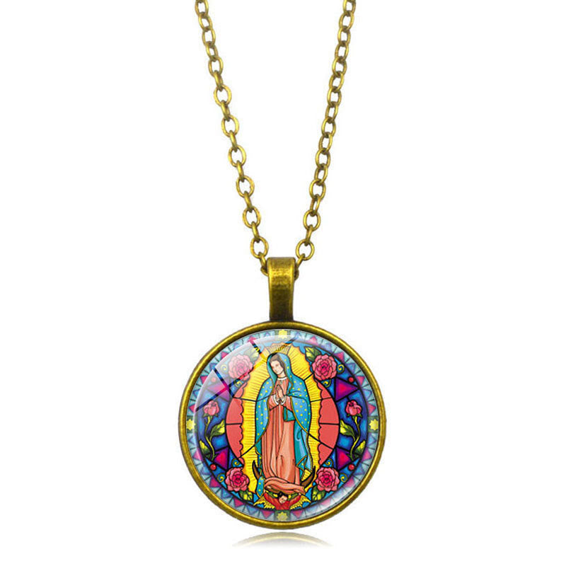 Elige Tu Bendición Collar de Fe Radiante: Madonna con Niño o Rosas de Guadalupe
