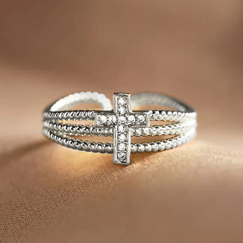 Anillo Cruzado Brillante: Diseño con Circonitas - Regalo Impulsado por la Fe