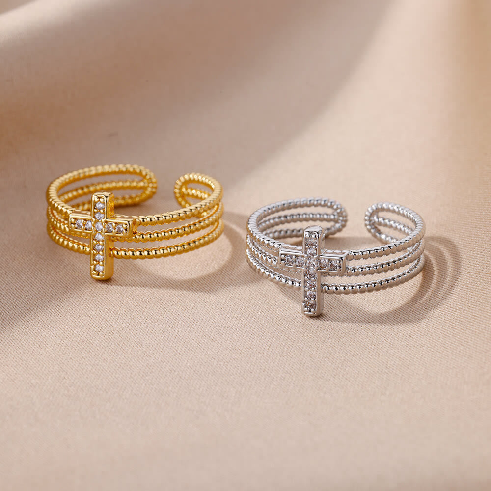Anillo Cruzado Brillante: Diseño con Circonitas - Regalo Impulsado por la Fe