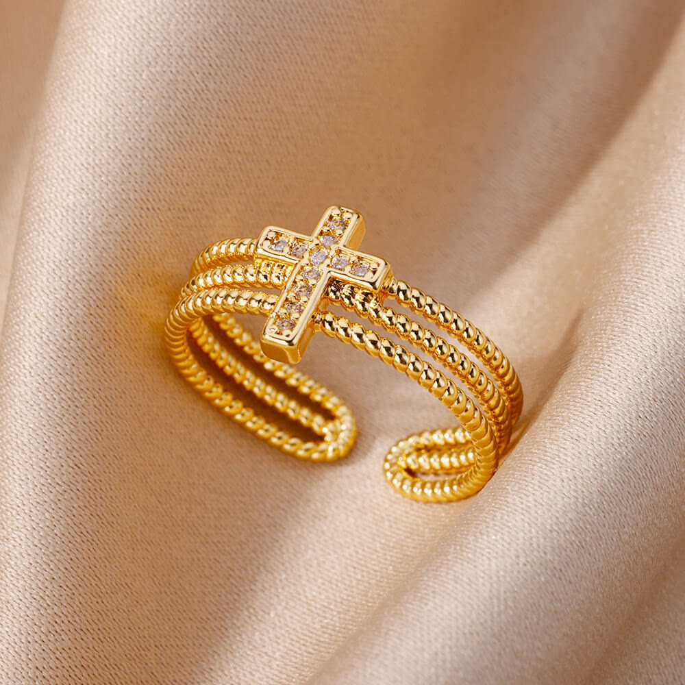 Anillo Cruzado Brillante: Diseño con Circonitas - Regalo Impulsado por la Fe