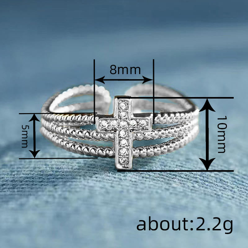 Anillo Cruzado Brillante: Diseño con Circonitas - Regalo Impulsado por la Fe