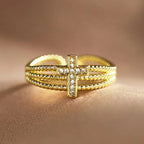 Anillo Cruzado Brillante: Diseño con Circonitas - Regalo Impulsado por la Fe