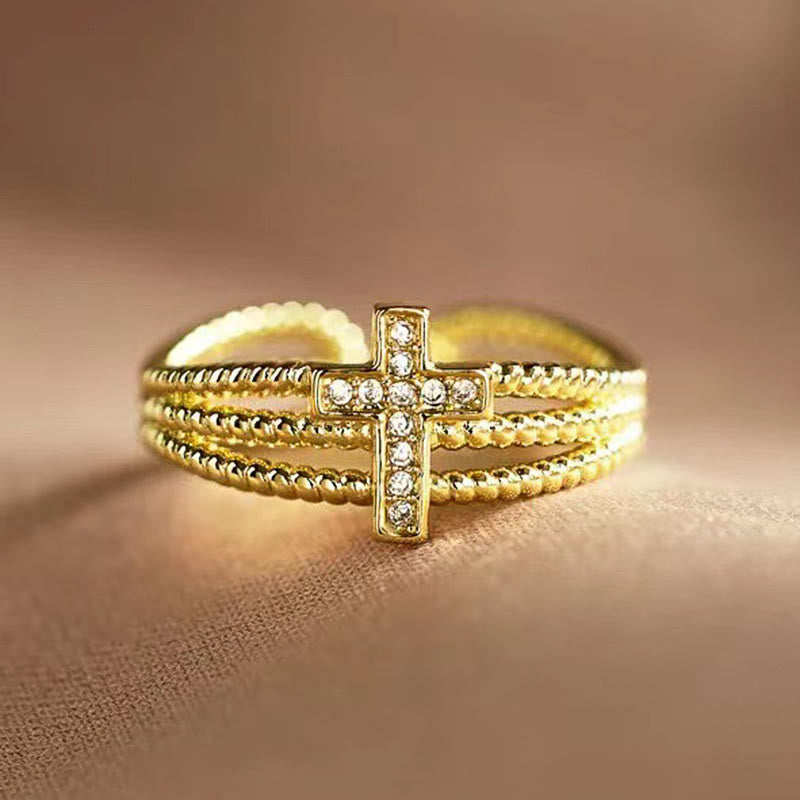 Anillo Cruzado Brillante: Diseño con Circonitas - Regalo Impulsado por la Fe