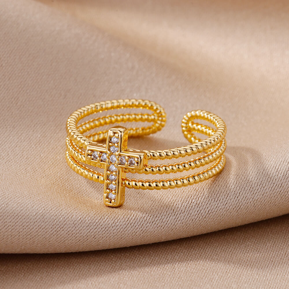 Anillo Cruzado Brillante: Diseño con Circonitas - Regalo Impulsado por la Fe