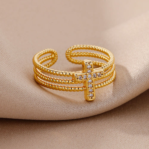 Anillo Cruzado Brillante: Diseño con Circonitas - Regalo Impulsado por la Fe