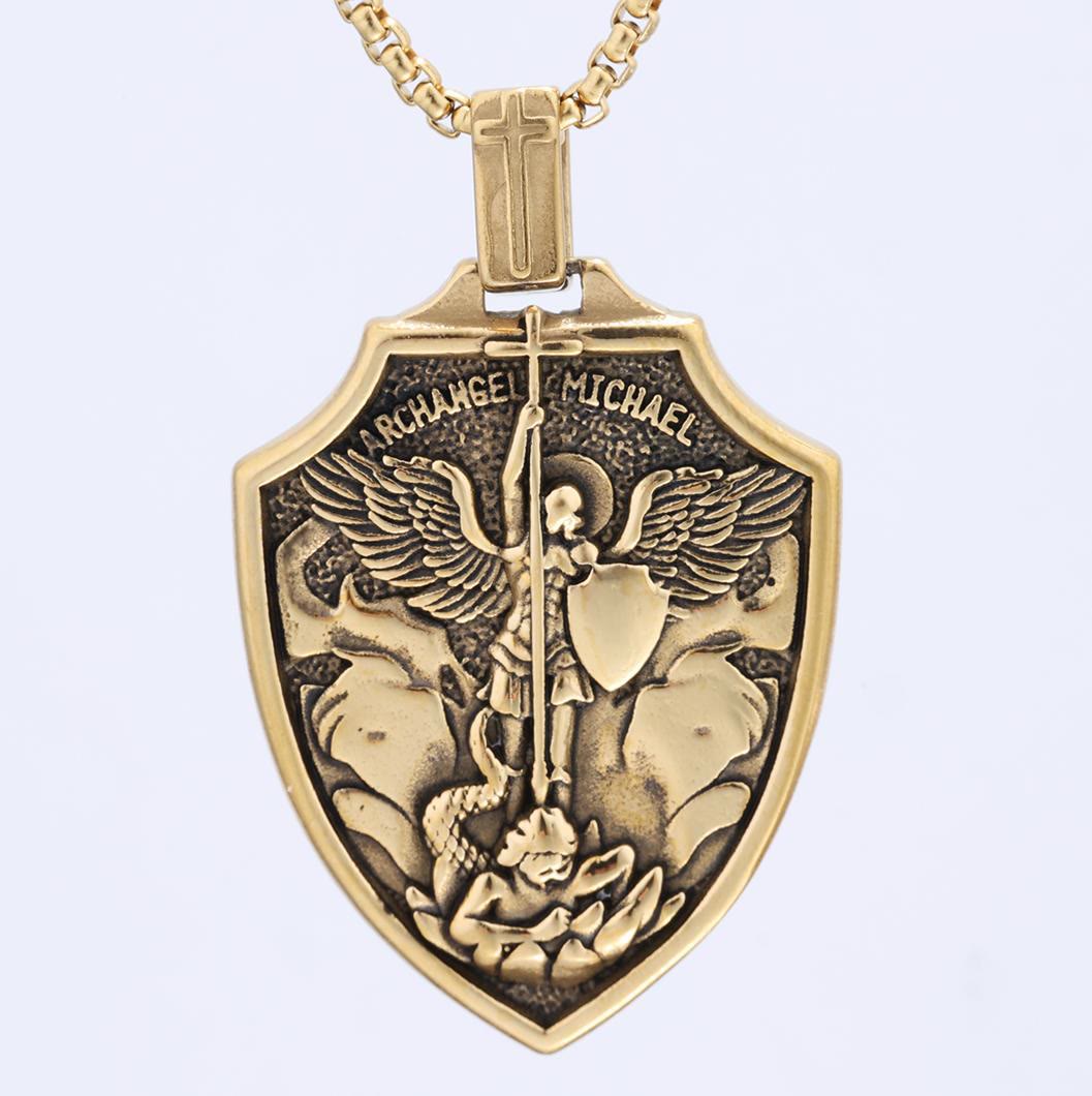 Colgante de Escudo del Arcángel Miguel: Fe y Protección para Uso Diario