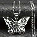 Collar Cruz Mariposa Salmo 46:10: Herencia de Fe Bíblica para la Vida Diaria