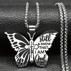 Collar Cruz Mariposa Salmo 46:10: Herencia de Fe Bíblica para la Vida Diaria