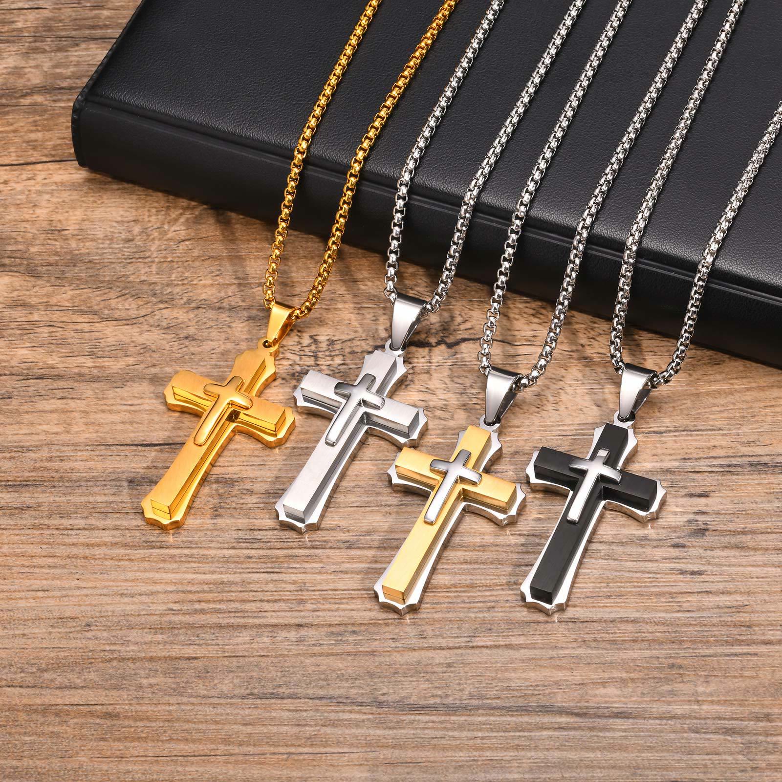 Collar con Colgante de Cruz de 4 Colores: Fe y Protección para la Vida Diaria