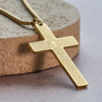 Collar Cruz Colgante de la Oración del Señor en Acero Inoxidable
