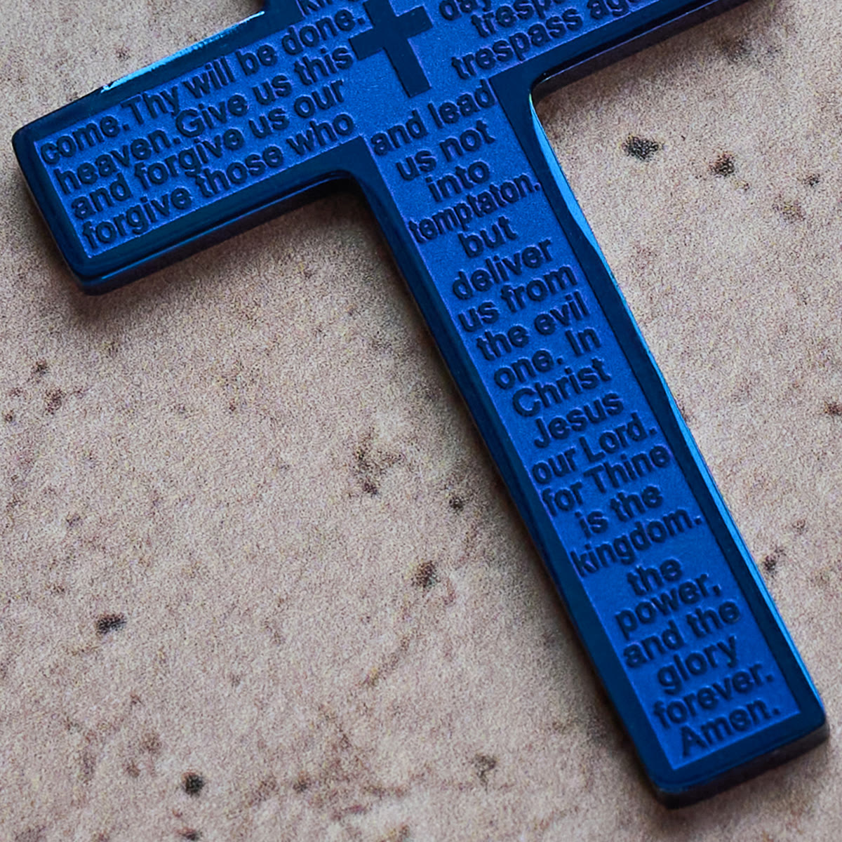 Collar Cruz Colgante de la Oración del Señor en Acero Inoxidable